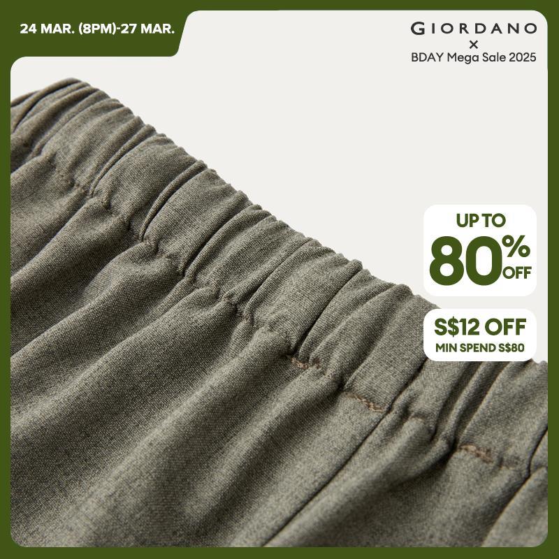 Giordano Women Elastic waist wide leg suit pants Free Shipping 18414918 · v2