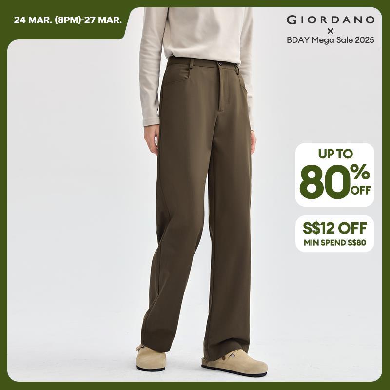 Giordano Beau Monde Women Pocket Design Mid Rise Pants Free Shipping 13414174