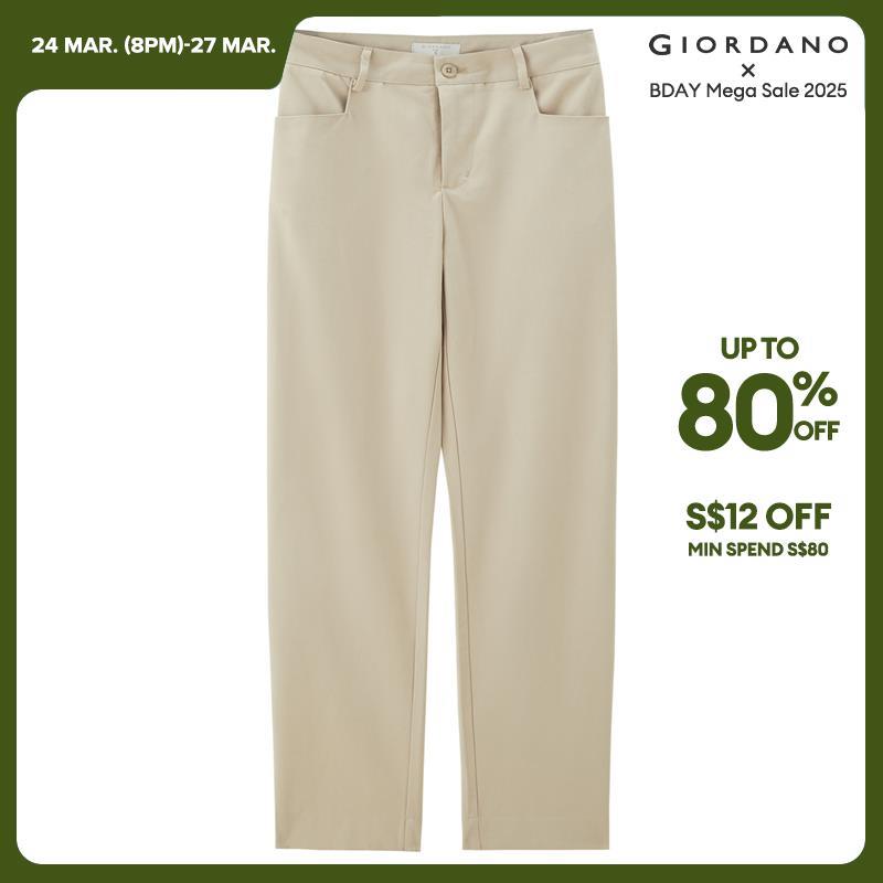 Giordano Beau Monde Women Pocket Design Mid Rise Pants Free Shipping 13414174