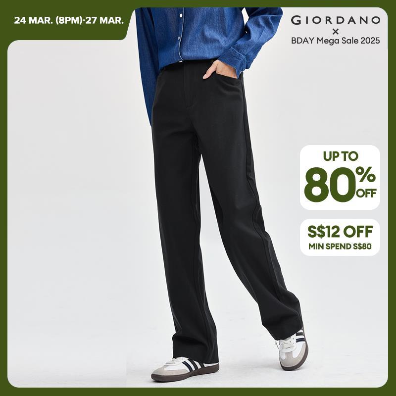 Giordano Beau Monde Women Pocket Design Mid Rise Pants Free Shipping 13414174