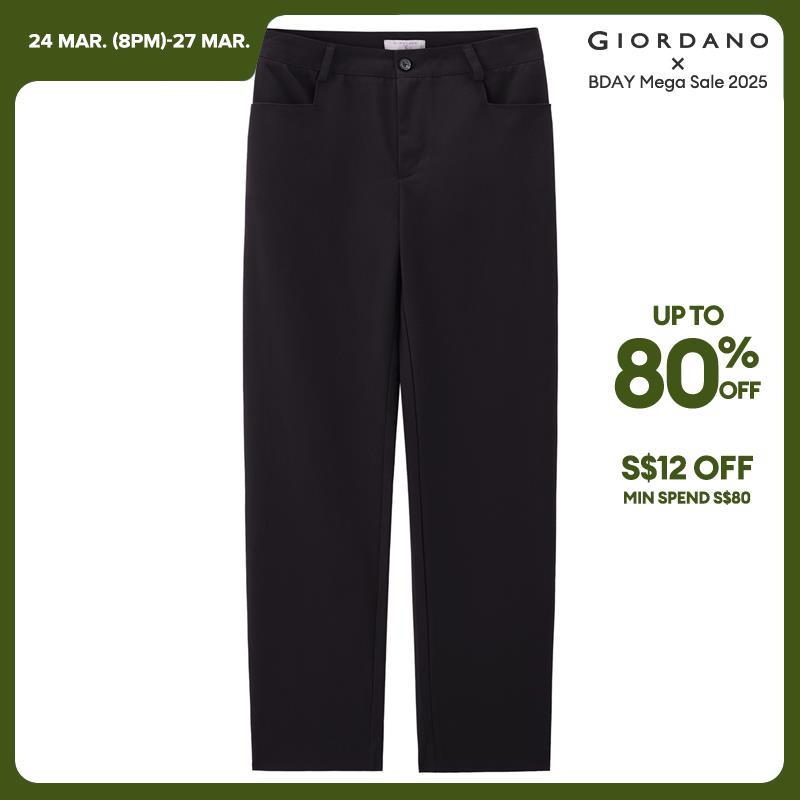 Giordano Beau Monde Women Pocket Design Mid Rise Pants Free Shipping 13414174