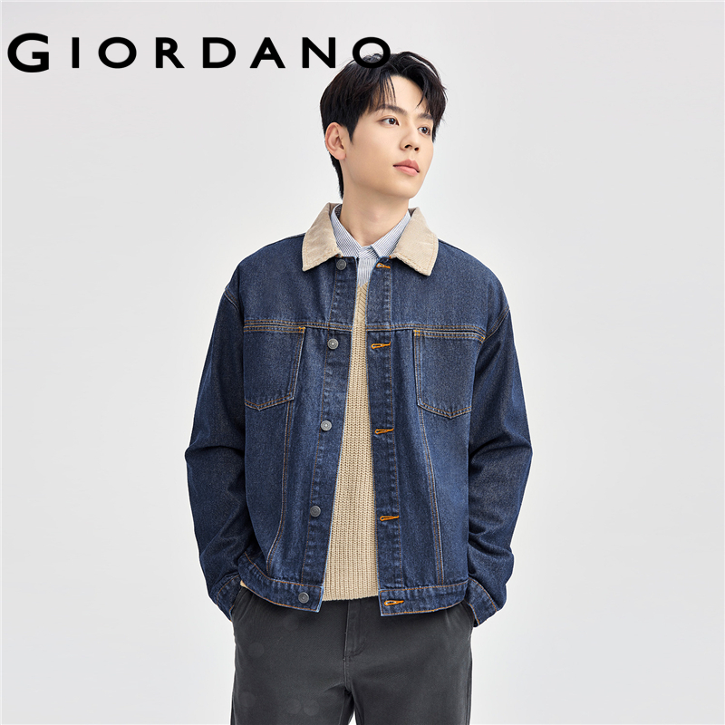 Giordano Men Turndown collar multi-pocket denim jacket Free Shipping 01074070 · v3