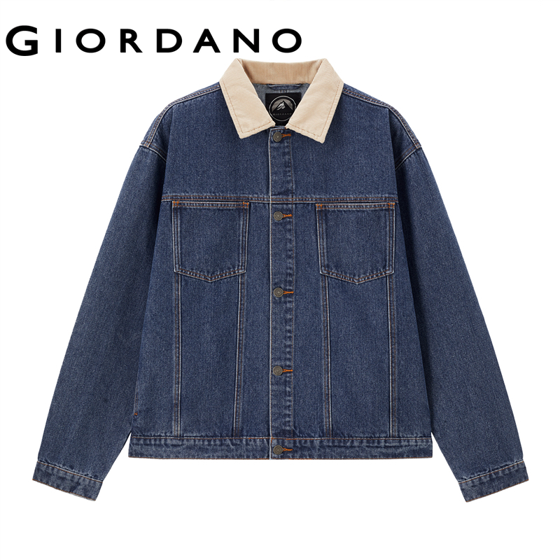 Giordano Men Turndown collar multi-pocket denim jacket Free Shipping 01074070 · v3
