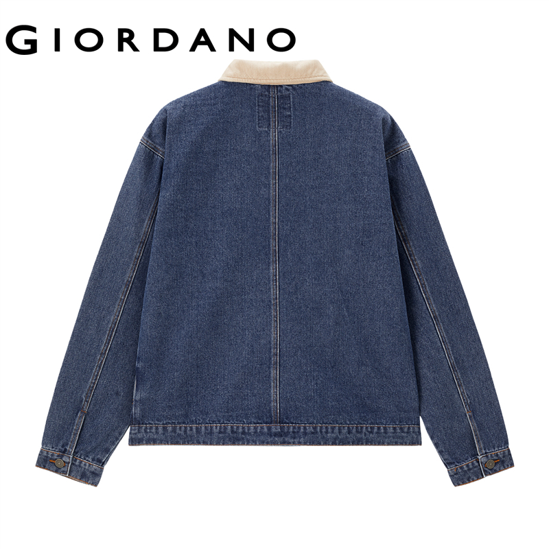 Giordano Men Turndown collar multi-pocket denim jacket Free Shipping 01074070 · v3