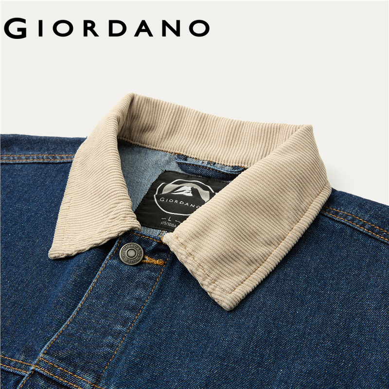 Giordano Men Turndown collar multi-pocket denim jacket Free Shipping 01074070 · v3
