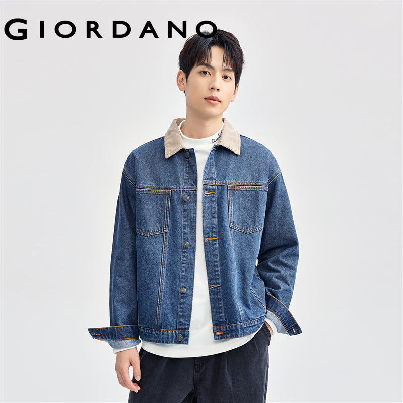 Giordano Men Turndown collar multi-pocket denim jacket Free Shipping 01074070 · v3