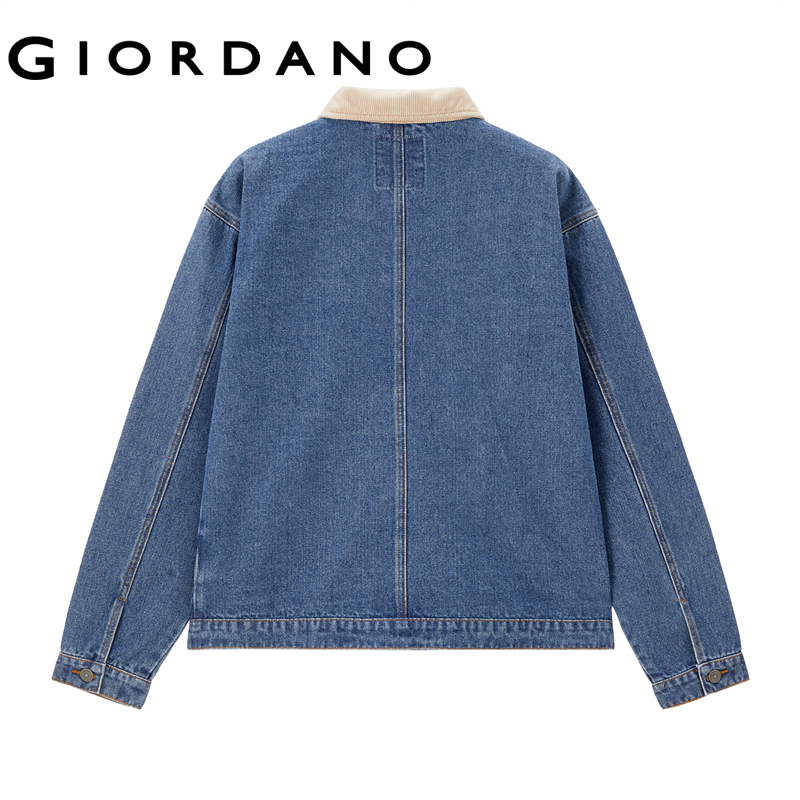 Giordano Men Turndown collar multi-pocket denim jacket Free Shipping 01074070 · v3