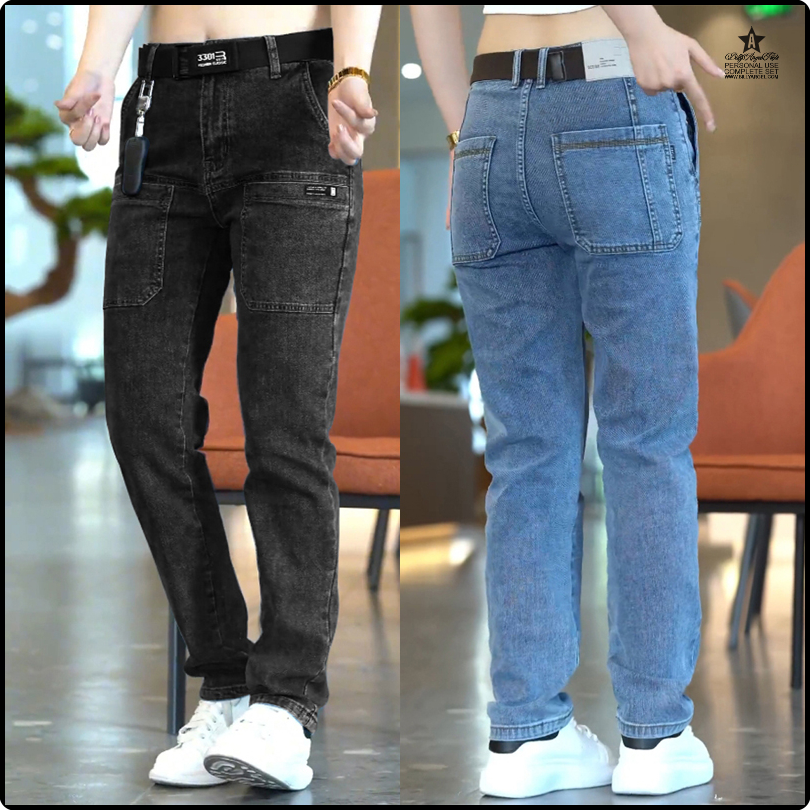 [lsdj] 2023 New Men's Slim Jeans Stretch Skinny Multi Pocket Fashion Designer Denim Trousers Male Brand Clothes Pants Streetwear · v2
