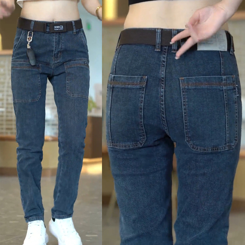 [lsdj] 2023 New Men's Slim Jeans Stretch Skinny Multi Pocket Fashion Designer Denim Trousers Male Brand Clothes Pants Streetwear · v2