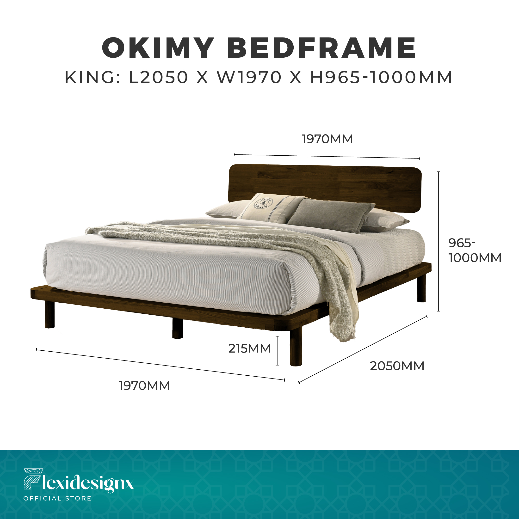 Solid Wood Bed Single / Super Single / Queen / King Size Wooden Bed Frame / Muji Feel Bed Frame Flexidesignx OKIMY · v2