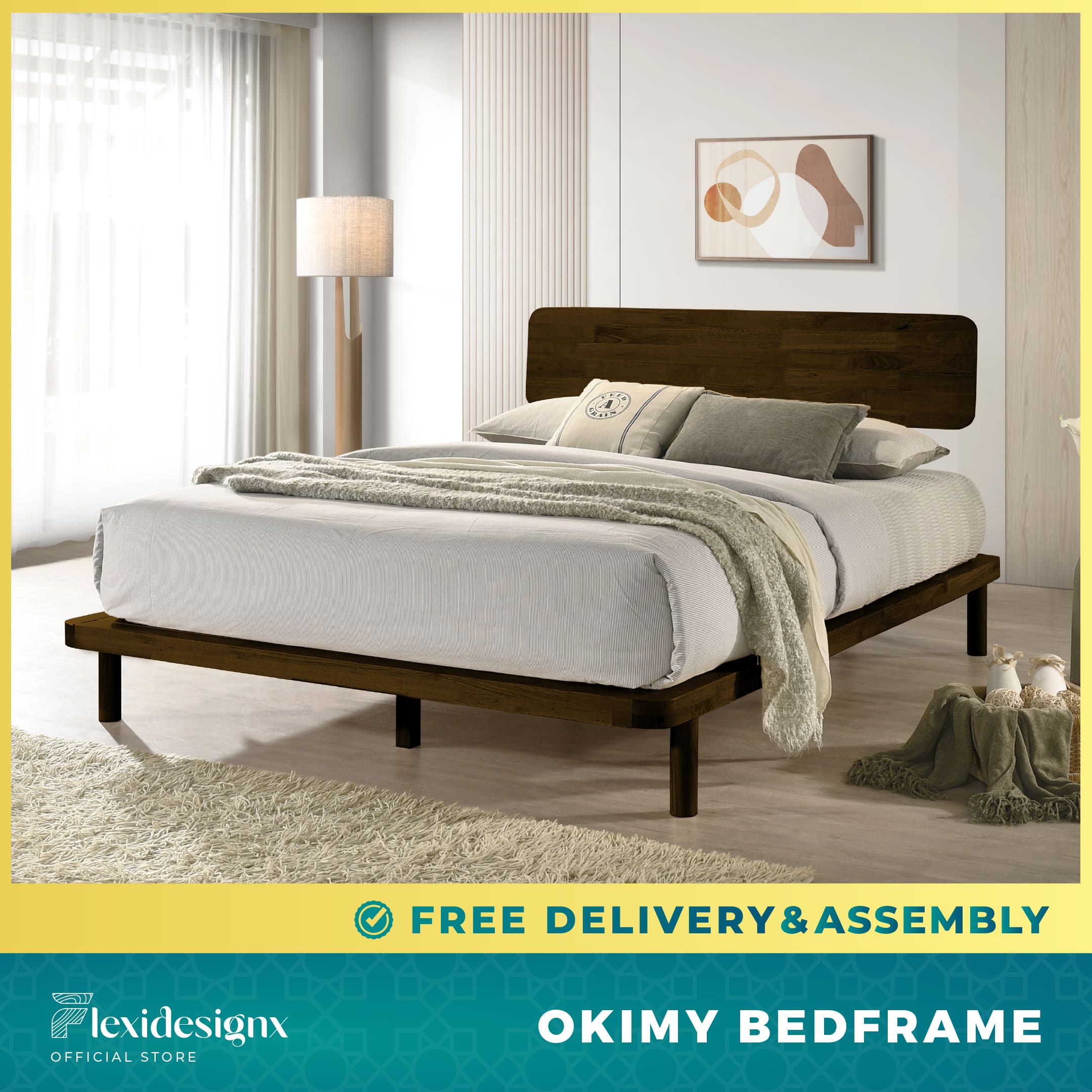 Solid Wood Bed Single / Super Single / Queen / King Size Wooden Bed Frame / Muji Feel Bed Frame Flexidesignx OKIMY · v2