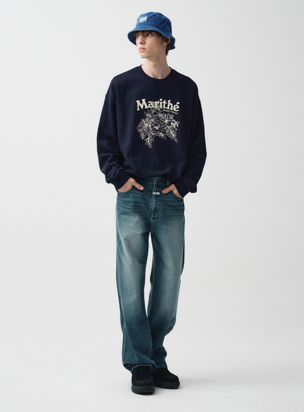 MARITHE FRANCOIS GIRBAUD M Vintage, gewassen, wijde spijkerbroek, herenjeans, 2 kleuren (2024 NIEUW)