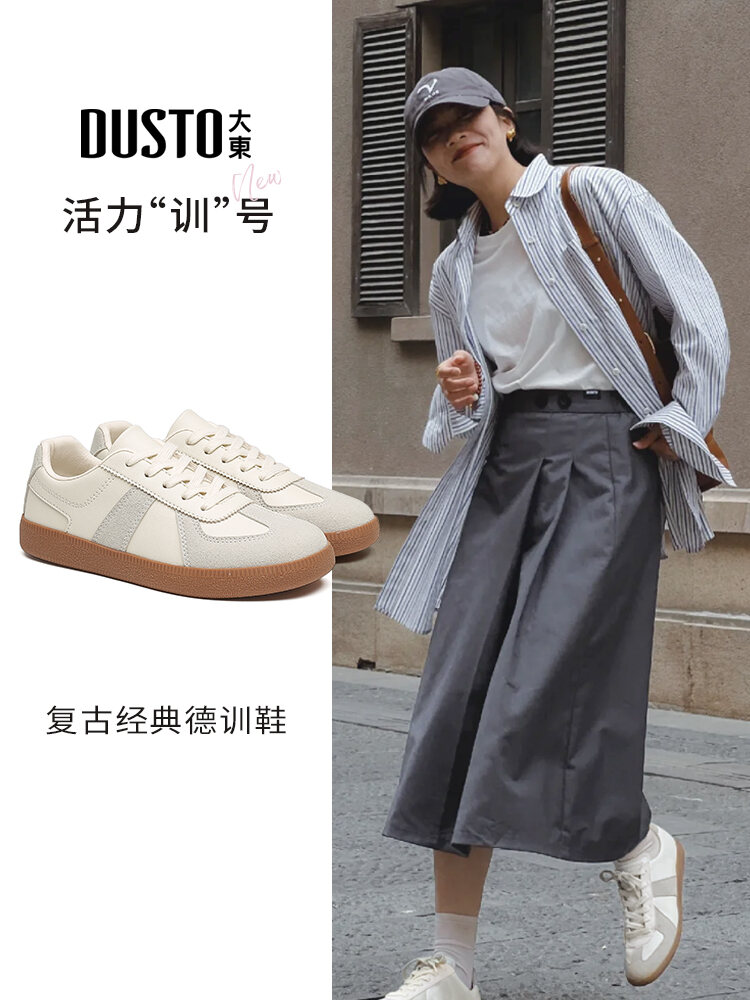 Giày đế phẳng Dusto cho nữ Giày thể thao phong cách mới mùa hè Khóa chéo thời trang Mũi tròn Gót thấp Đế ngoài bằng cao su