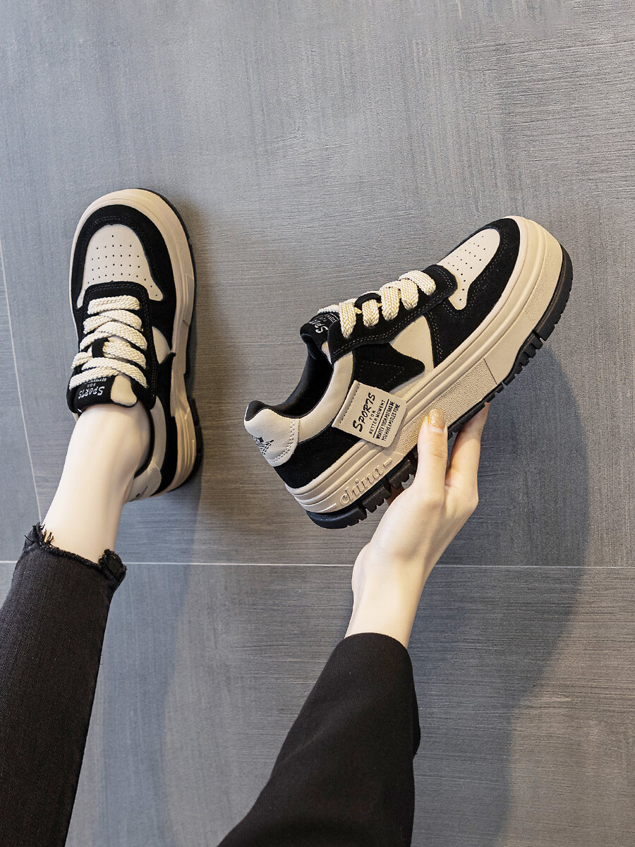 Low-Top Comfortable Fashionable Casual Shoes for Women Thick Bottom Soft Bottom Anti-Slip Dad Shoes Trendy Cross-Buckled Korean Style · v7