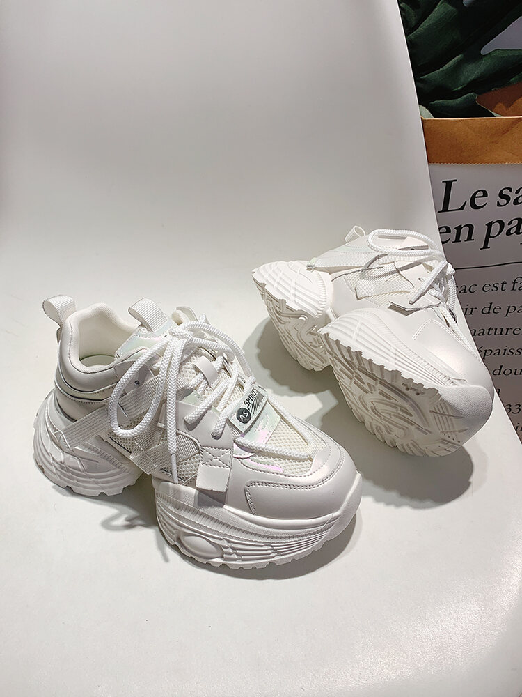 Autunno 2024 Nuovo arrivo Scarpe da papà leggere con suola spessa da donna argentate piccole facili da abbinare Scarpe casual con suola morbida Sneakers Tide
