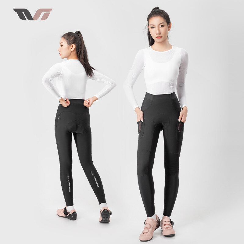 【TVI】ROCKBROS Cycling Pants Women 3D Shockproof Slim MTB Road Bike Long Pants Windproof Warm Reflective Bicycle Pants for Women