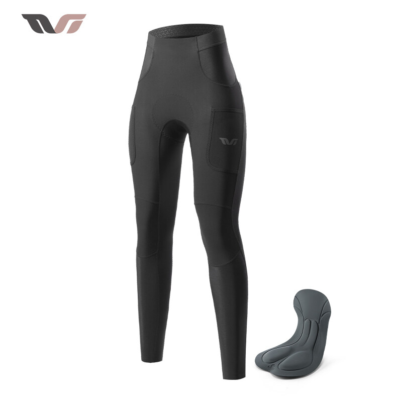 【TVI】ROCKBROS Cycling Pants Women 3D Shockproof Slim MTB Road Bike Long Pants Windproof Warm Reflective Bicycle Pants for Women