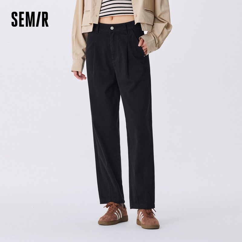 Semir Women's Casual Pants Simple Loose Long Pants 2024 Autumn New Slim Fit High Waist Tapered Pants