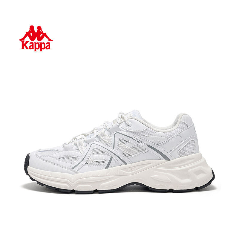 Kappa White Sport Shoes Women's Casual Thick Bottom Versatile Summer Shoes Fashionable Breathable Cross-Lace Synthetic Leather · v7