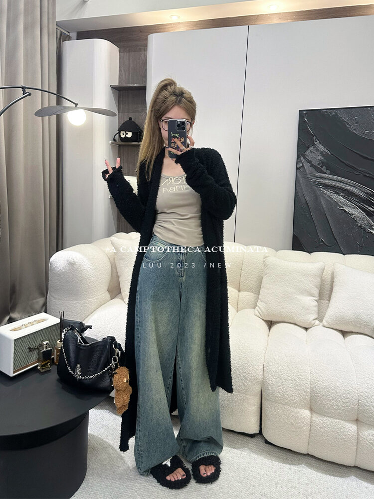 High Waist Wide Leg Jeans Women's Loose Fit Washed out Style Spring Autumn Denim Pants by LUU Peach Joy Slimming Effect · v2