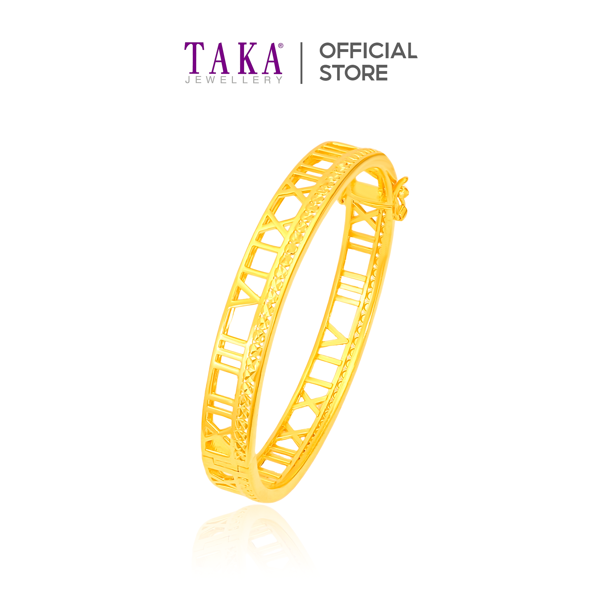TAKA Jewellery 916 Gold Roman Numeral Bangle · v9