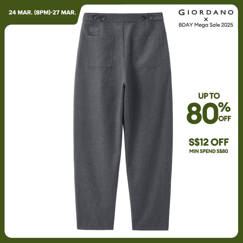 Giordano Women Adjustable waist banana suit pants Free Shipping 18414923 · v2