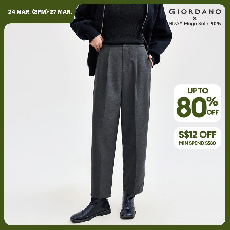 Giordano Women Adjustable waist banana suit pants Free Shipping 18414923 · v2