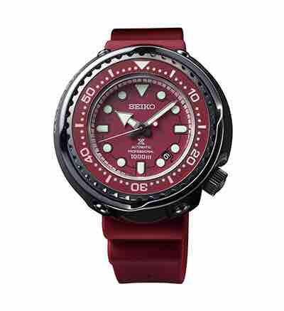 Jam Tangan Pria Seiko Marinemaster Gundam 40th SBDX029 Red Zaku II Limited Edition Red Dial Rubber Strap