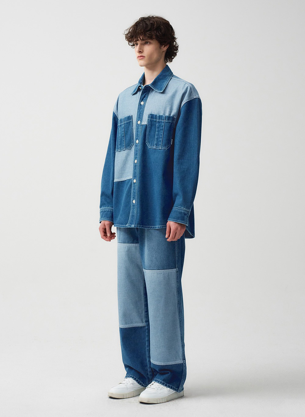 MARITHE FRANCOIS GIRBAUD M Spijkerbroek met patchwork, 2 kleuren (2024 NIEUW)
