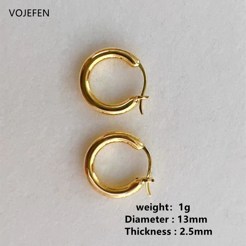 [SHIFA] VOJEFEN 18K Earrings Jewelry AU750 Real Yellow Gold Rings Hoops Jewelry Thickened Earring Luxury Fine Jewel Original Wholesale ✬✫✩ · v2