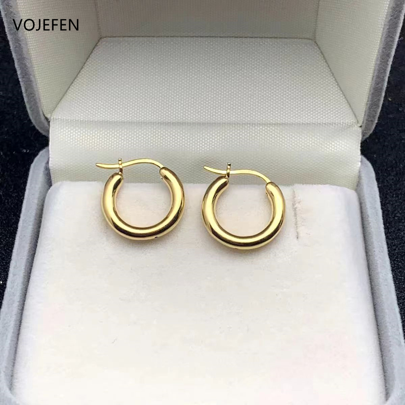 [SHIFA] VOJEFEN 18K Earrings Jewelry AU750 Real Yellow Gold Rings Hoops Jewelry Thickened Earring Luxury Fine Jewel Original Wholesale ✬✫✩ · v2