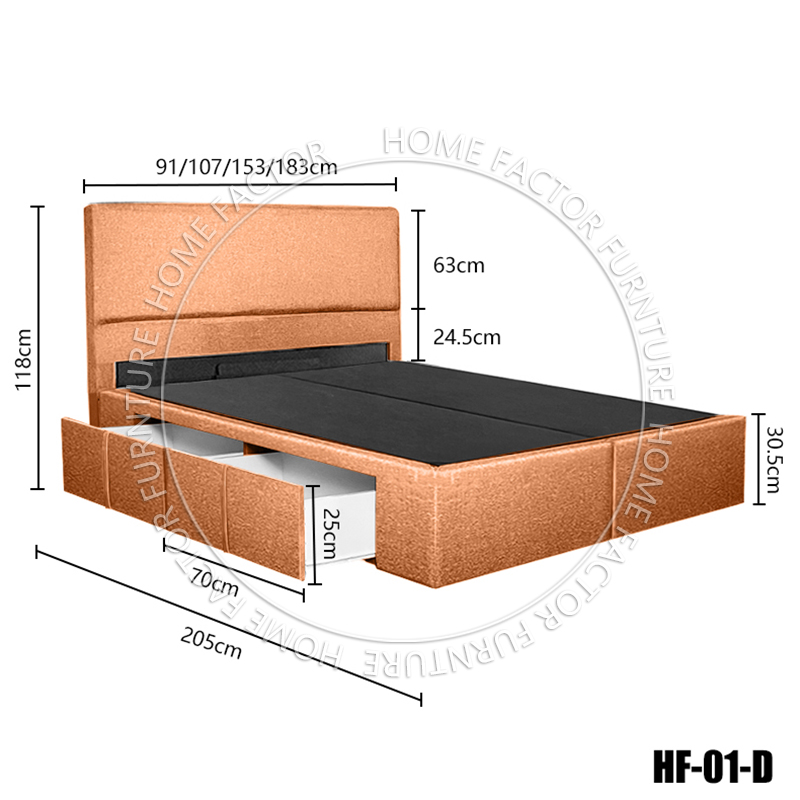 Khung giường lưu trữ Giường lưu trữ có ngăn kéo HF01-D Vải/PVC/Vải cào mèo/Da cào mèo