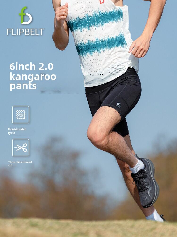 Riñonera FlipBelt Competition Pantalones tipo canguro, 20 pantalones cortos profesionales para correr, pantalones deportivos de compresión de secado rápido para hombre