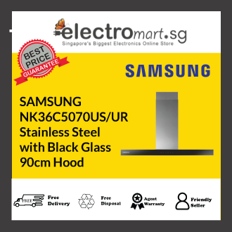 SAMSUNG NK36C5070US/UR เครื่องดูดควันสเตนเลสสตีลพร้อมกระจกสีดำ ขนาด 90 ซม.