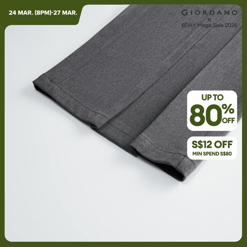 Giordano Women Drawstring half elastic waist pleated suit pants Free Shipping 18414623 · v2