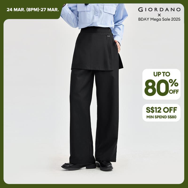 Giordano Women Detachable placket half elastic waist suit pants Free Shipping 18414925 · v2