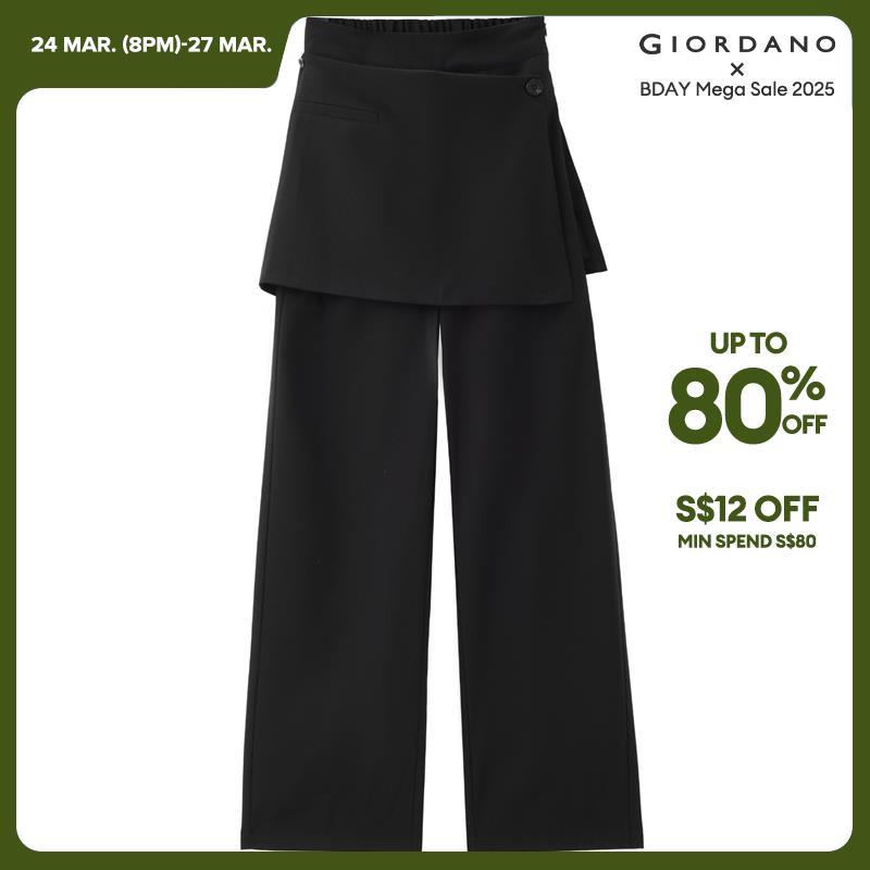 Giordano Women Detachable placket half elastic waist suit pants Free Shipping 18414925 · v2