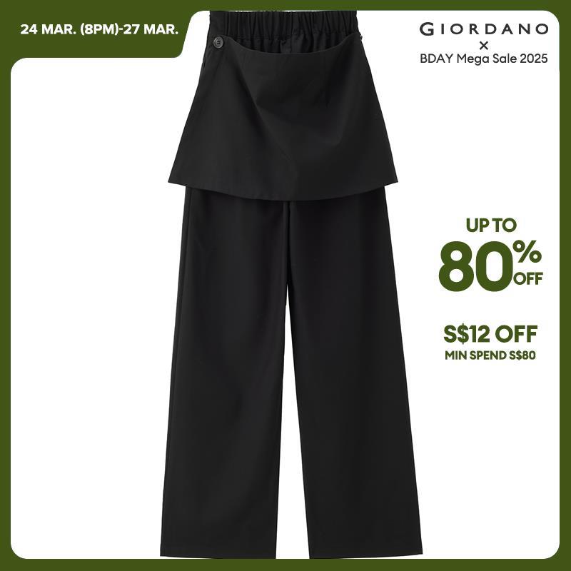 Giordano Women Detachable placket half elastic waist suit pants Free Shipping 18414925 · v2