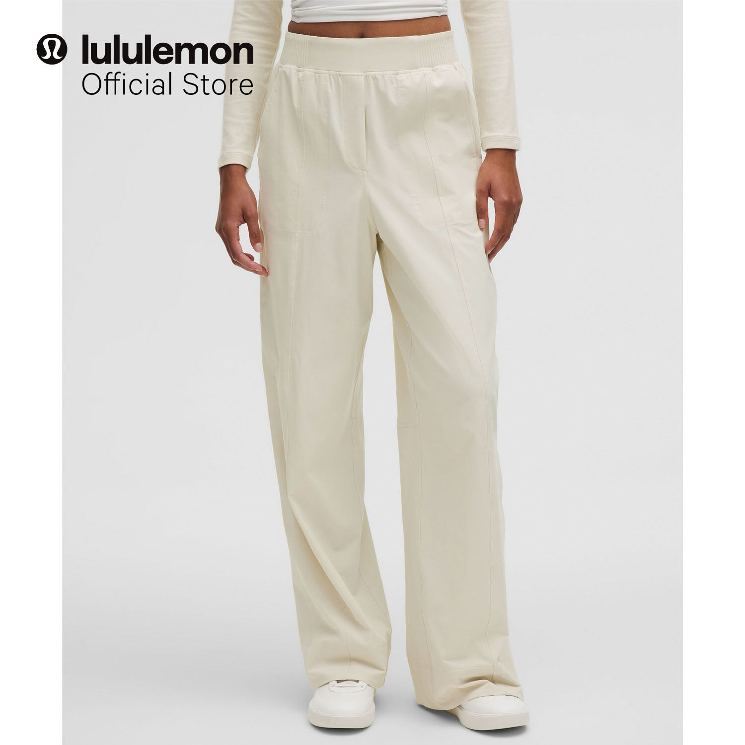 Lululemon Damenhose aus Stretchgewebe mit weitem Bein und hohem Bund — Regulär