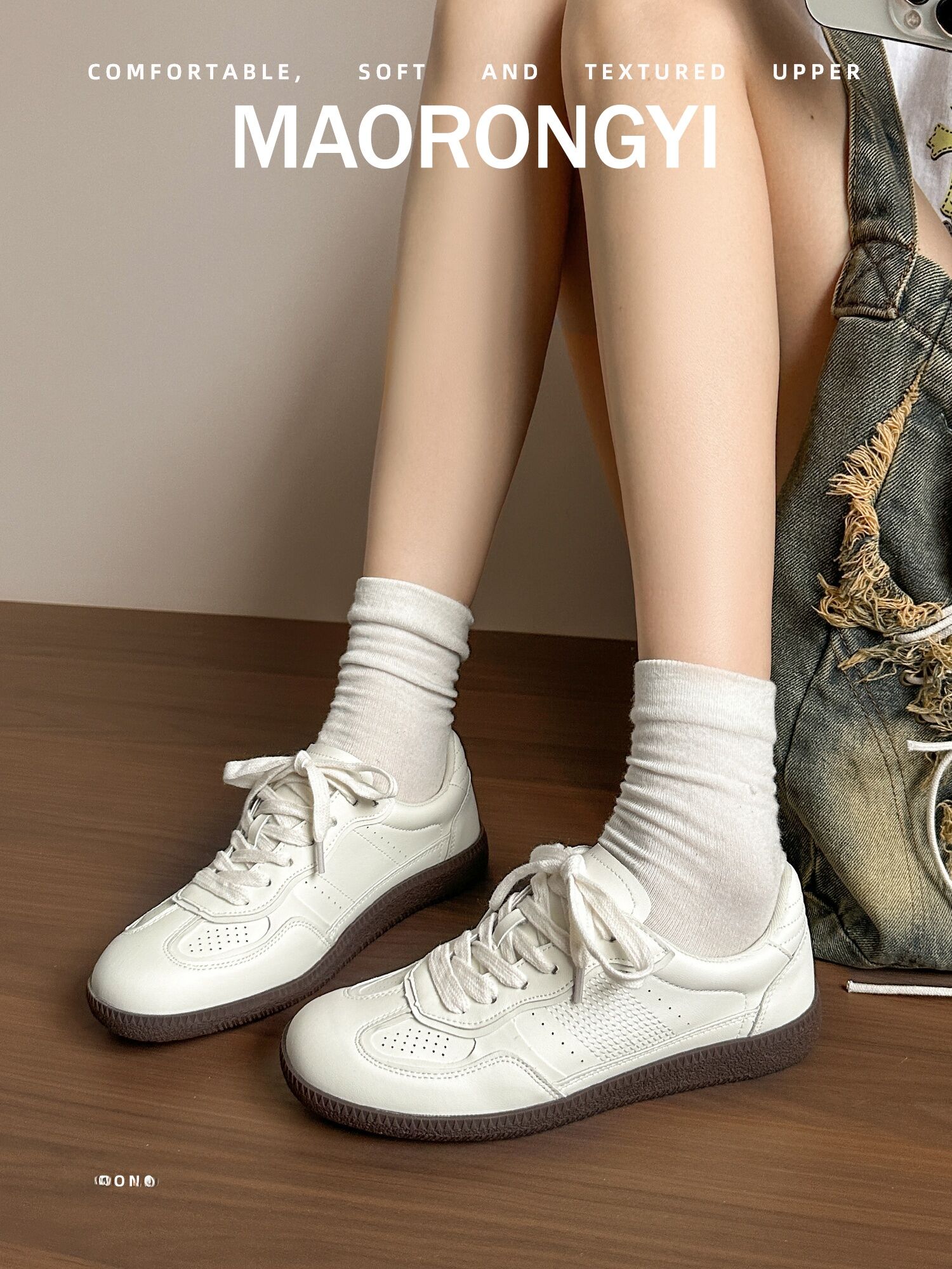 Classic Genuine Leather Flat Bottom Sports Shoes Women's Casual Fashion Sneakers Easy to Wear Cross Buckle round Toe Rubber Sole · v8
