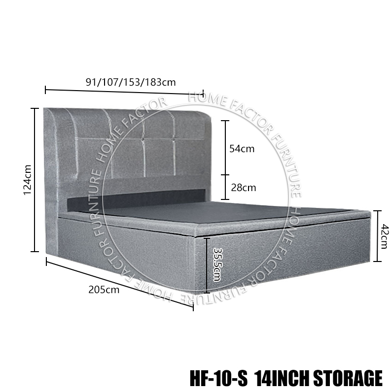 Khung giường lưu trữ 12‘’/14‘’ Giường lưu trữ HF10-S Vải/PVC/Vải chống mèo cào/Da chống mèo cào