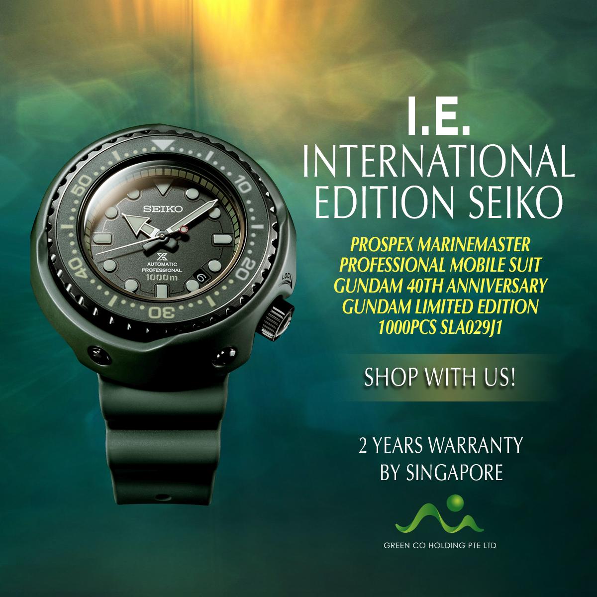 SEIKO INTERNATIONAL EDITION PROSPEX MOBILE SUIT GUNDAM ZAKU II LIMITED EDITION 1000 PCS OLIVE MARINEMASTER PROFESSIONAL AUTOMATIC SLA029J1