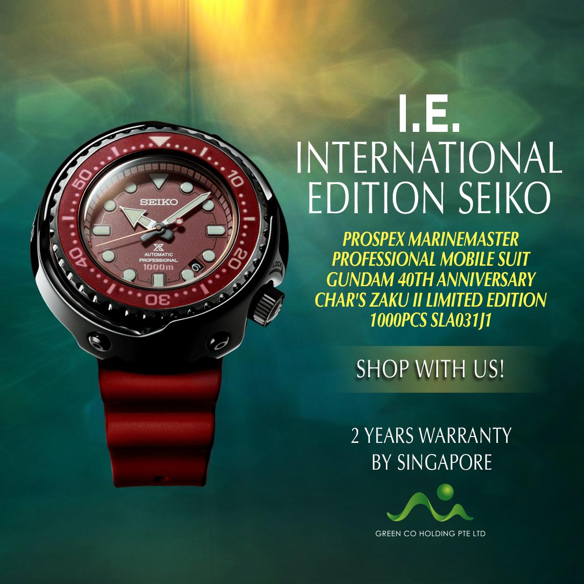 SEIKO INTERNATIONAL EDITION PROSPEX MOBILE SUIT GUNDAM CHAR’S ZAKU II ОГРАНИЧЕННАЯ СЕРИЯ 1000 ШТ. MARINEMASTER PROFESSIONAL AUTOMATIC КРАСНЫЙ SLA031J1