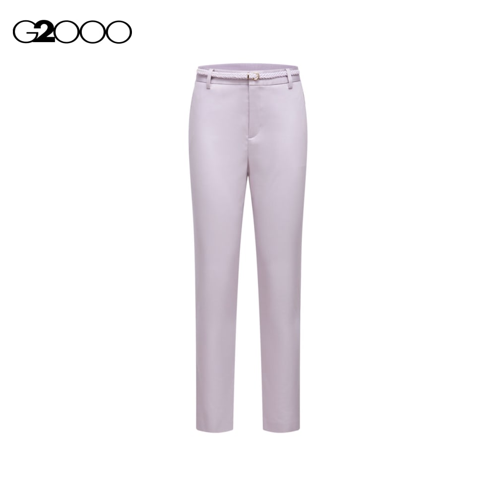 G2000 Cotton Blend Spandex Satin Ankle Skinny Pants With Belt · v2