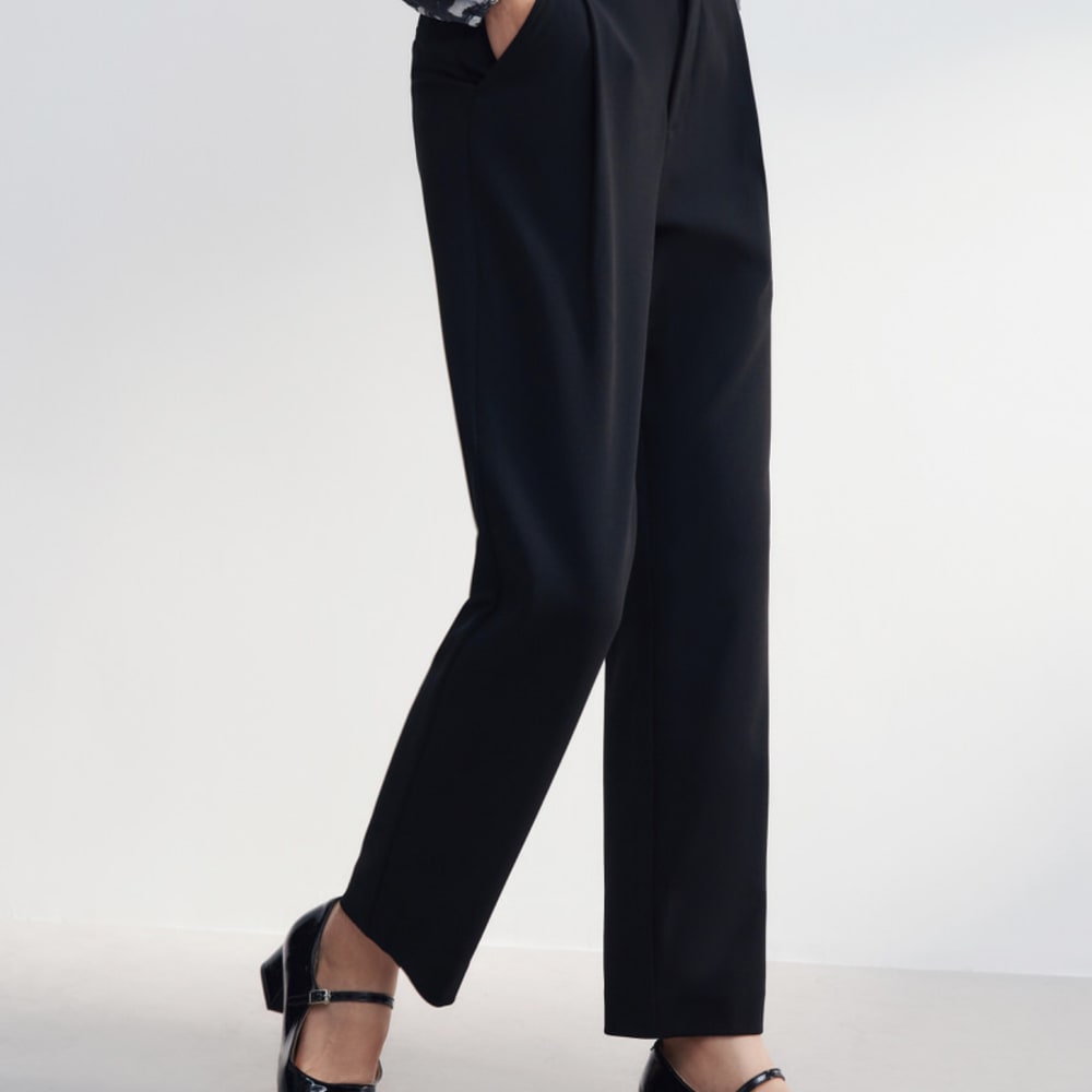 G2000 Pantaloni regolari a gamba dritta in maglia crepe con cintura