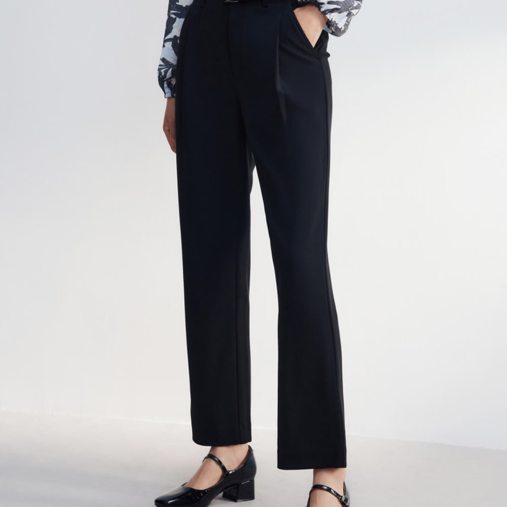 G2000 Pantaloni regolari a gamba dritta in maglia crepe con cintura