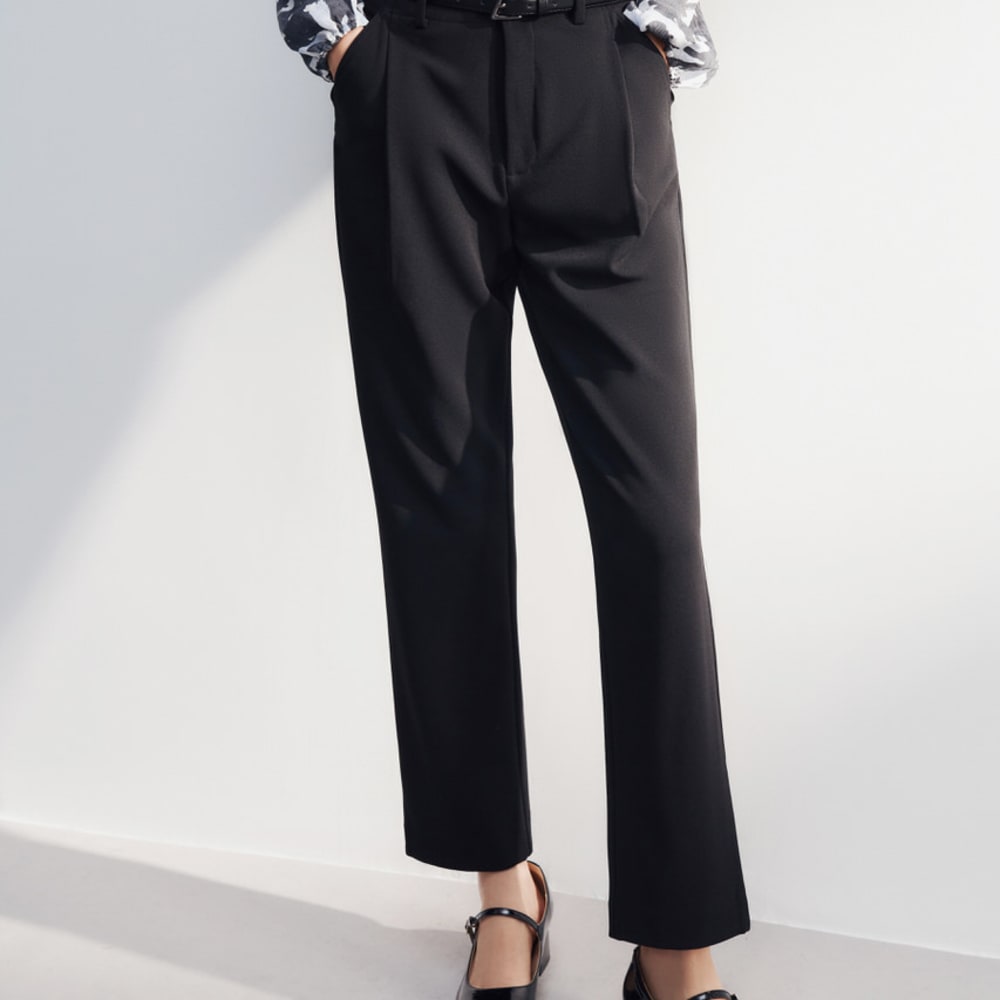 G2000 Pantaloni regolari a gamba dritta in maglia crepe con cintura