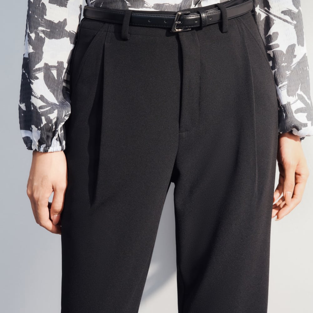 G2000 Pantaloni regolari a gamba dritta in maglia crepe con cintura