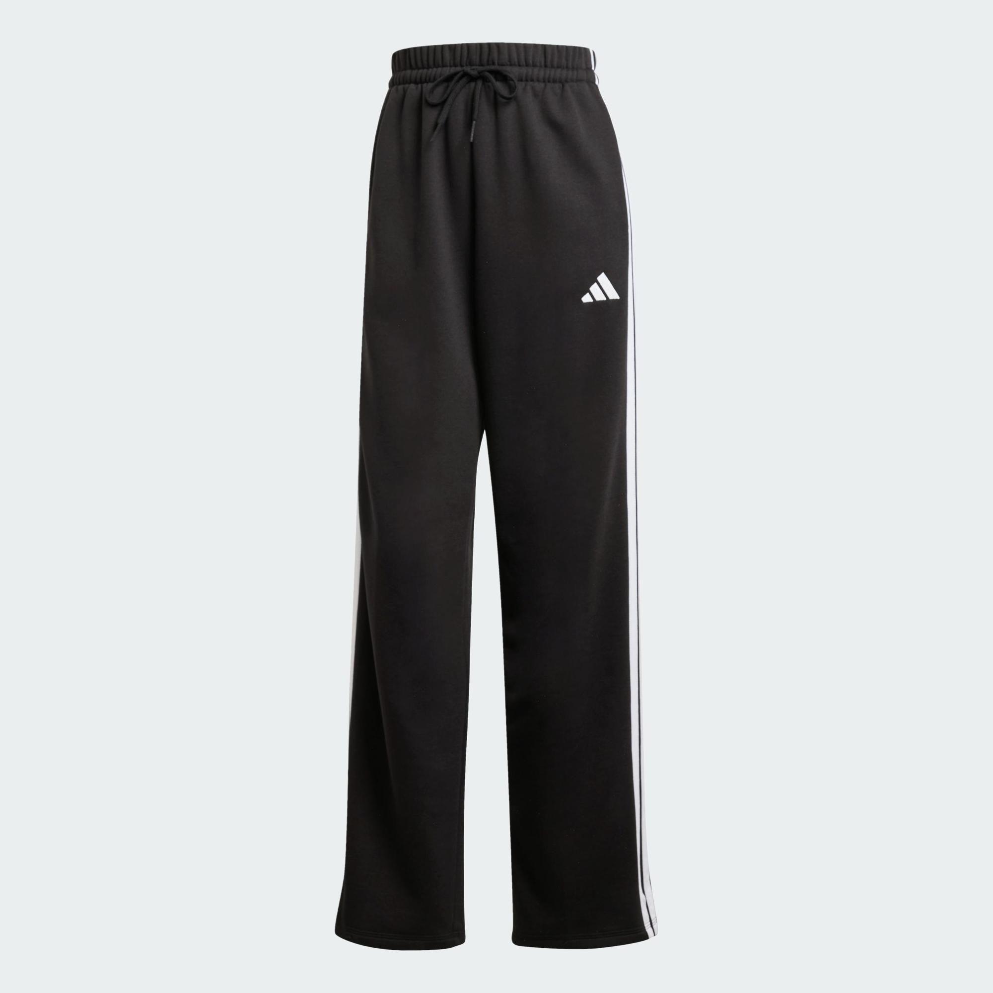 adidas Lifestyle Essentials 3-Streifen-Fleecehose mit offenem Saum, Damen, Schwarz, JE1300