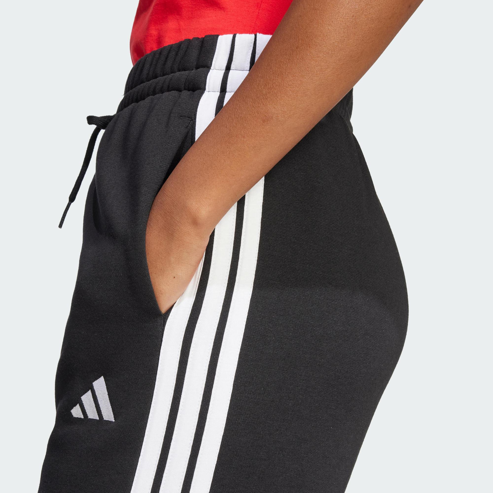 กางเกงผ้าฟลีซชายเปิด 3 แถบ adidas Lifestyle Essentials สีดำ JE1300 สำหรับผู้หญิง